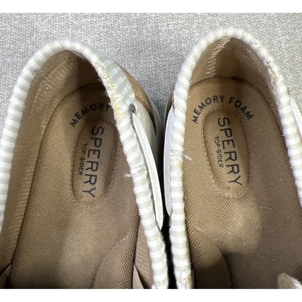 Sperry Womens  Size 7.5 Angelfish Boat Shoes Top Sider Seersucker Memory Foam